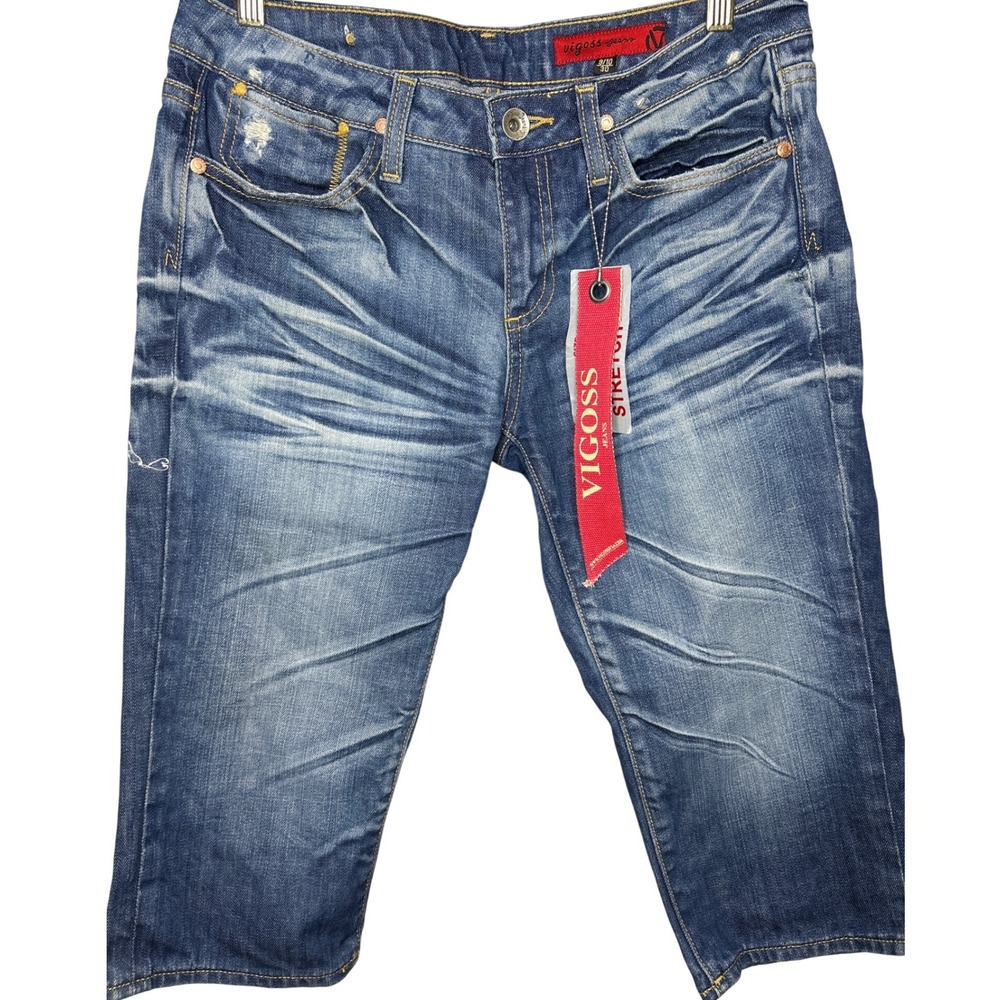Vigoss Jeans Womens Capris‎ Stretch Blue Denim Distressed Size 9 10 NeW wth tags